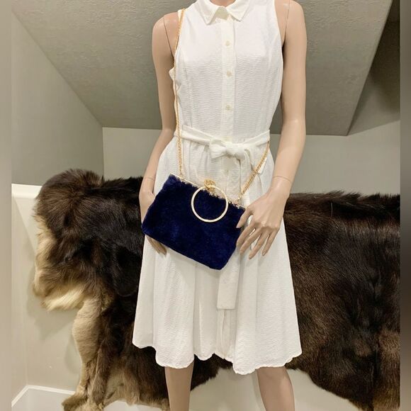 Handmade Genuine Shearling, Chic Design Kisslock Wristlet Ring Bag/Crossbody - Picture 10 of 17